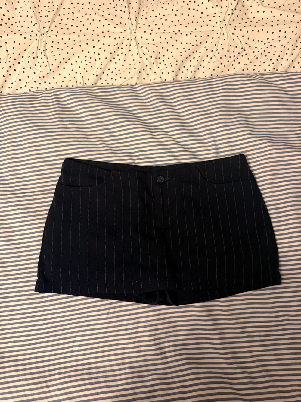 Navy Pinstripe Mini Skort